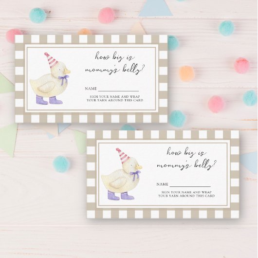 Duck baby shower - Hoe groot is mama's buik Informatiekaartje