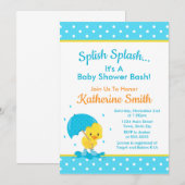 Duck Baby shower Invitation Baby Duck Boy Kaart (Voorkant / Achterkant)