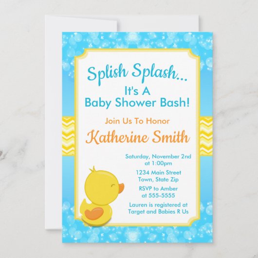 Duck Baby shower Invitation Baby Duck Boy Kaart (Voorkant)