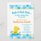 Duck Baby shower Invitation Baby Duck Boy Kaart (Voorkant / Achterkant)