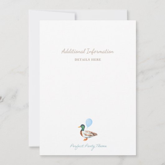 Duck Baby shower Invitation Kaart (Achterkant)