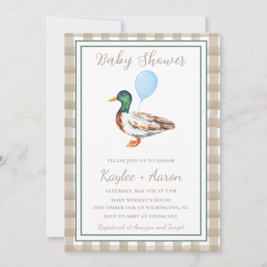 Duck Baby shower Invitation Kaart (Voorkant)