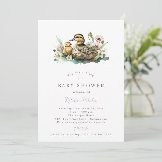 Duck Baby shower Invitation Kaart (Staand voorkant)