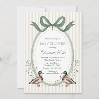 Duck Baby Shower Invitation, Mallard baby shower Kaart