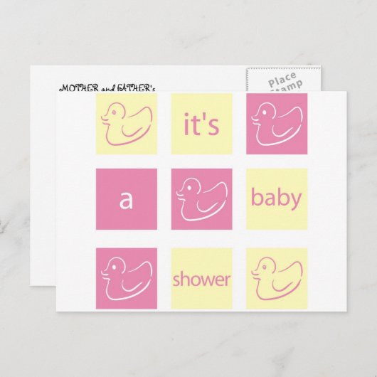 Duck Baby shower Invitation Uitnodiging Briefkaart (Voorkant / Achterkant)