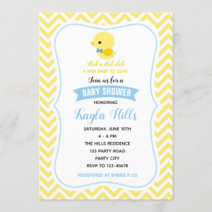 Duck Baby Shower Invitations (Boy Yellow) Kaart