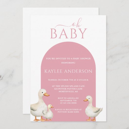 Duck Baby shower Kaart (Voorkant / Achterkant)