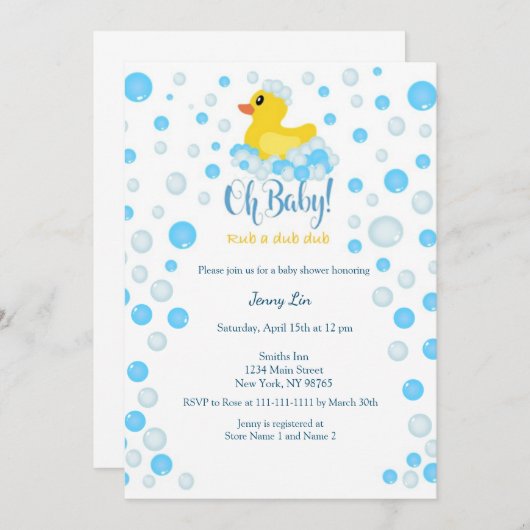 Duck Baby shower Kaart (Voorkant / Achterkant)