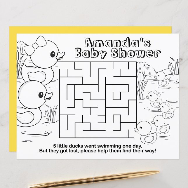 Duck Baby shower Kinder Activiteitenblad Placemats (Creator heeft geüpload)