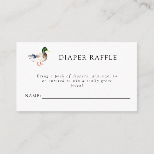 Duck Baby shower Luier Raffle Ticket Informatiekaartje (Voorkant)