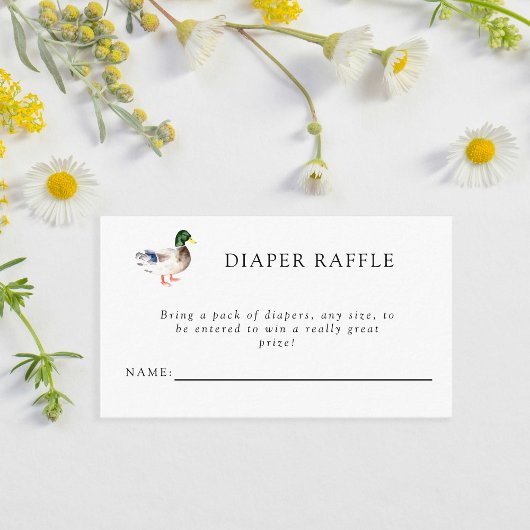 Duck Baby shower Luier Raffle Ticket Informatiekaartje