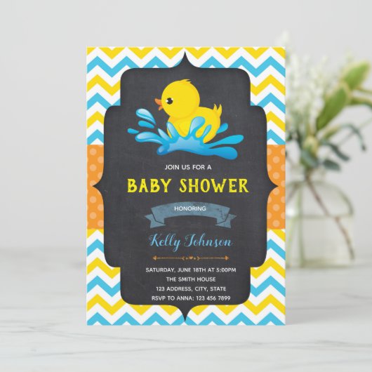 Duck baby shower party-uitnodiging kaart (Staand voorkant)