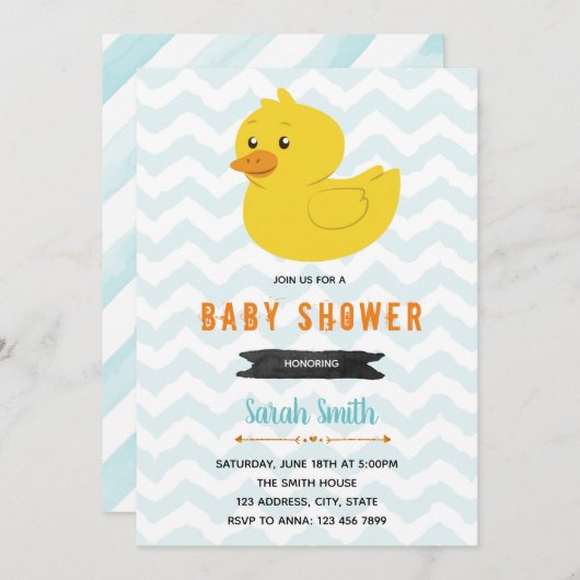 Duck baby shower verjaardagsfeestuitnodiging kaart (Voorkant / Achterkant)