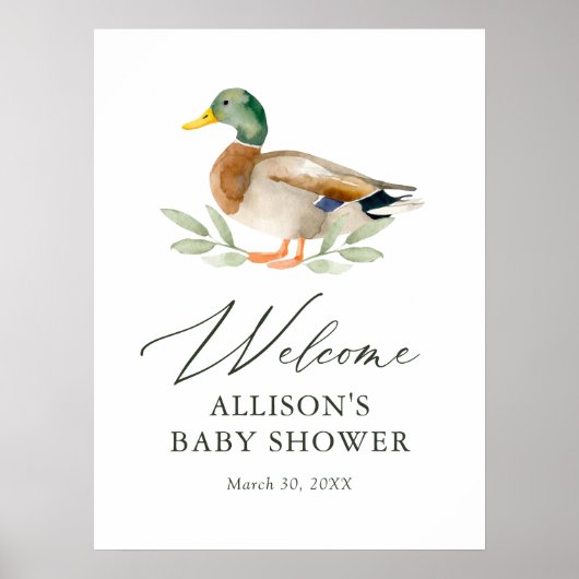 Duck Baby shower Welkomstbord Poster (Voorkant)