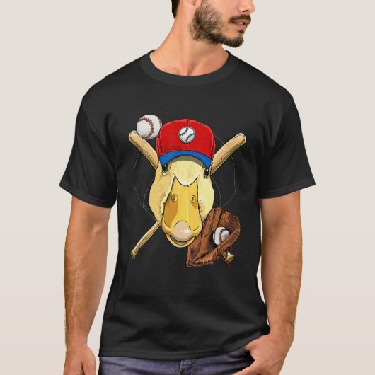 Duck Baseball Duck Lovert honkbalspeler T-shirt (Voorkant)