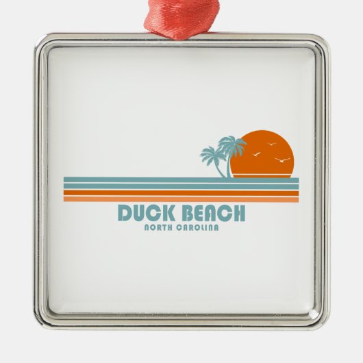 Duck Beach North Carolina Sun Palm Trees Metalen Ornament (Voorkant)