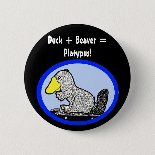 Duck + Beaver = Platypus! Ronde Button 5,7 Cm (Voorkant)