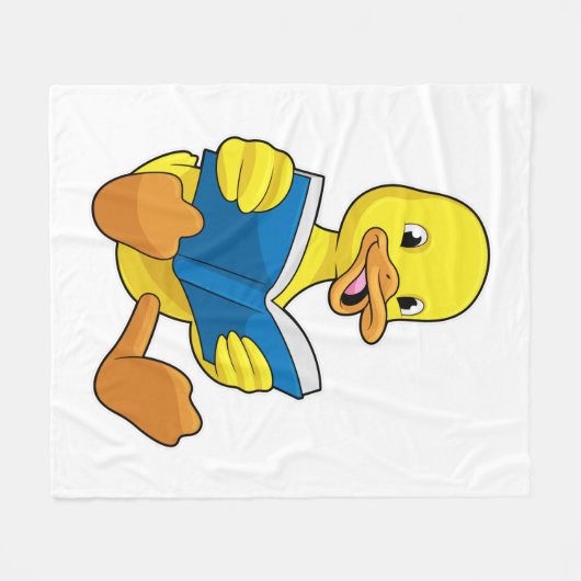 Duck bij Lezen met Boek Fleece Deken (Voorkant (Horizontaal))