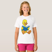 Duck bij Lezen met Boek T-shirt (Voorkant volledig)
