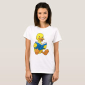 Duck bij Lezen met Boek T-shirt (Voorkant volledig)