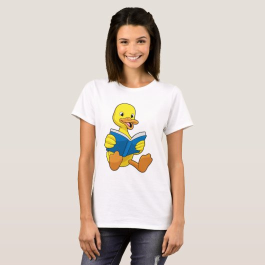 Duck bij Lezen met Boek T-shirt (Voorkant volledig)