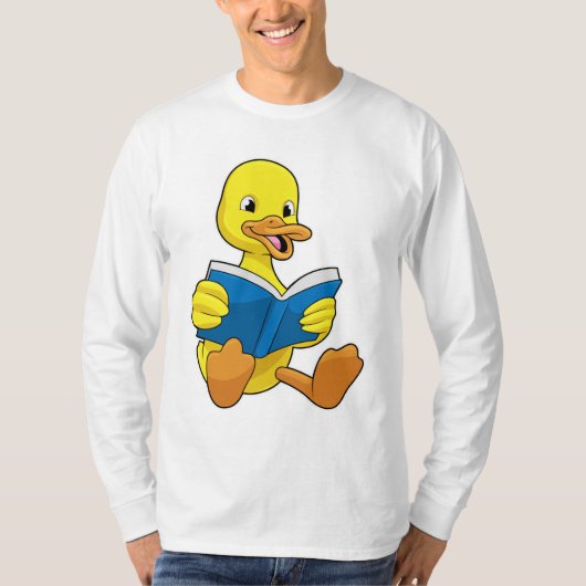 Duck bij Lezen met Boek T-shirt (Voorkant)