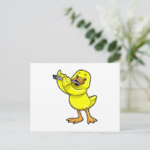 Duck bij Muziek met Flute Briefkaart (Staand voorkant)