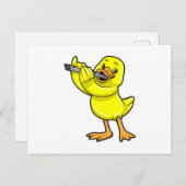 Duck bij Muziek met Flute Briefkaart (Voorkant / Achterkant)