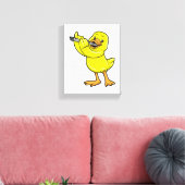 Duck bij Muziek met Flute Canvas Afdruk (Insitu (Woonkamer))