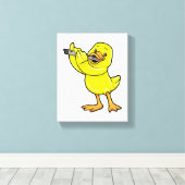 Duck bij Muziek met Flute Canvas Afdruk (Insitu (Houten vloer))