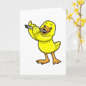 Duck bij Muziek met Flute Kaart (Gele Bloem)