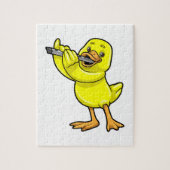 Duck bij Muziek met Flute Legpuzzel (Verticaal)