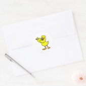 Duck bij Muziek met Flute Ronde Sticker (Envelop)
