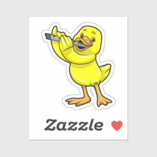 Duck bij Muziek met Flute Sticker