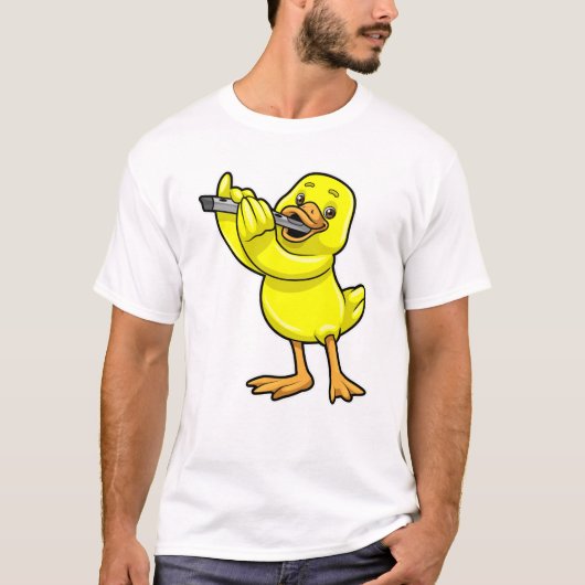 Duck bij Muziek met Flute T-shirt (Voorkant)