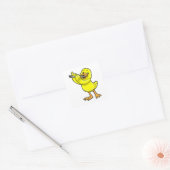 Duck bij Muziek met Flute Vierkante Sticker (Envelop)