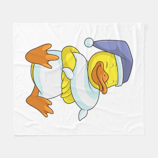 Duck bij Sleeping met Nightcap Fleece Deken (Voorkant (Horizontaal))