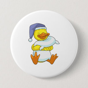 Duck bij Sleeping met Nightcap Ronde Button 7,6 Cm