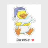 Duck bij Sleeping met Nightcap Sticker (Vel)