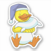 Duck bij Sleeping met Nightcap Sticker (Voorkant)