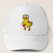 Duck bij Zwemmen met Swim ring & Diving Goggles Trucker Pet (Voorkant)