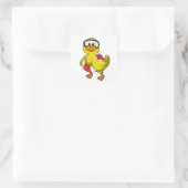 Duck bij Zwemmen met Swim ring & Diving Goggles Vierkante Sticker (Tas)
