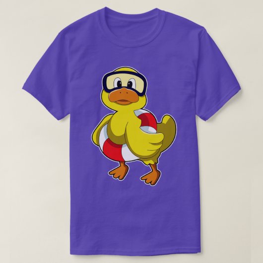 Duck bij Zwemmen met Zwemring Duikbril T-shirt (Design voorkant)