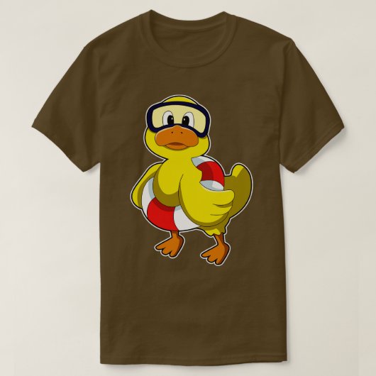 Duck bij Zwemmen met Zwemring Duikbril T-shirt (Design voorkant)