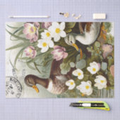 Duck Bird Decoupage Bloemen Frans Postmerk  Tissuepapier (Craft)