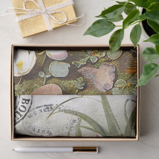 Duck Bird Decoupage Bloemen Frans Postmerk Tissuepapier (Geschenk)