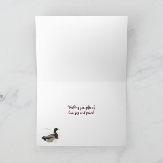 Duck Bird in Snow Animal Kerstmis Feestdagen Kaart (Binnen)