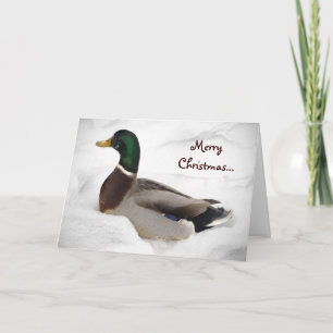 Duck Bird in Snow Animal Kerstmis Feestdagen Kaart