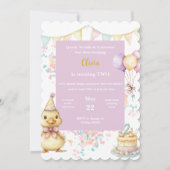 Duck Birthday Invitation • Little Duckling Party Kaart (Voorkant)