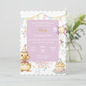 Duck Birthday Invitation • Little Duckling Party Kaart (Staand voorkant)